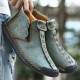 Men Hand Stitching Leather Non Slip Side Zipper Casual Boots Men Hand Stitching Leather Non Slip Side Zipper Casual Boots
