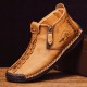 Men Hand Stitching Leather Non Slip Side Zipper Casual Boots Men Hand Stitching Leather Non Slip Side Zipper Casual Boots