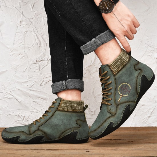 Men Soft Slip Resistant Lace Up Microfiber Leather Ankle Boots Men Soft Slip Resistant Lace Up Microfiber Leather Ankle Boots