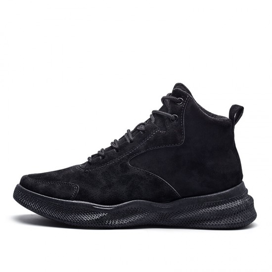 Men Pure Color Non Slip Lace Up Casual Leather Boots Men Pure Color Non Slip Lace Up Casual Leather Boots