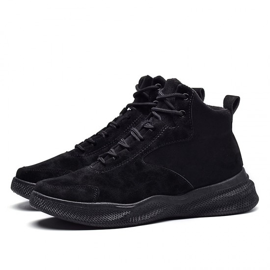 Men Pure Color Non Slip Lace Up Casual Leather Boots Men Pure Color Non Slip Lace Up Casual Leather Boots