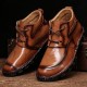 Menico Men Hand Stitching Soft Lace Up Leather Ankle Boots Menico Men Hand Stitching Soft Lace Up Leather Ankle Boots