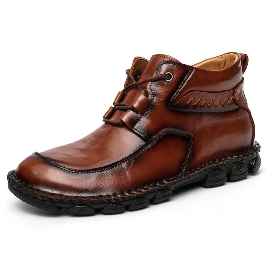 Menico Men Hand Stitching Soft Lace Up Leather Ankle Boots Menico Men Hand Stitching Soft Lace Up Leather Ankle Boots