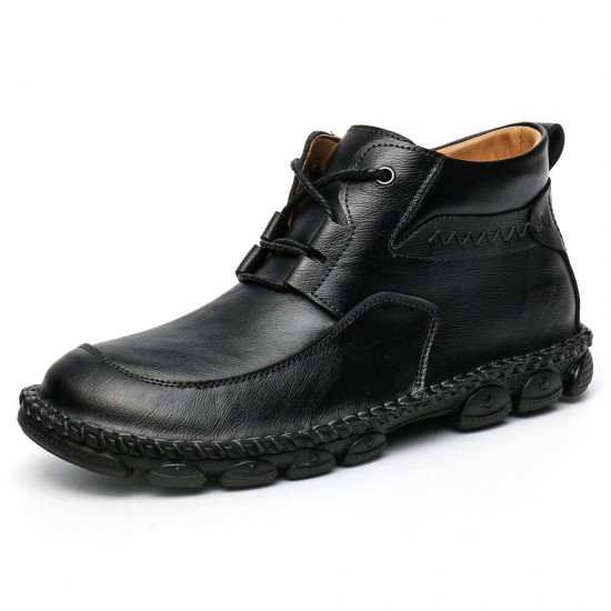 Menico Men Hand Stitching Soft Lace Up Leather Ankle Boots Menico Men Hand Stitching Soft Lace Up Leather Ankle Boots