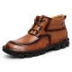 Menico Men Hand Stitching Soft Lace Up Leather Ankle Boots Menico Men Hand Stitching Soft Lace Up Leather Ankle Boots