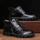 Menico Men Hand Stitching Soft Lace Up Leather Ankle Boots Menico Men Hand Stitching Soft Lace Up Leather Ankle Boots
