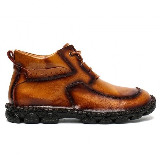 Menico Men Hand Stitching Soft Lace Up Leather Ankle Boots Menico Men Hand Stitching Soft Lace Up Leather Ankle Boots