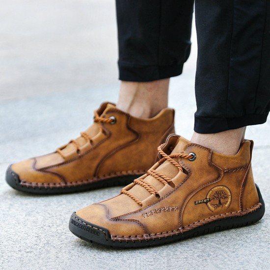 Men Vintage Hand Stitching Comfort Soft Leather Boots Men Vintage Hand Stitching Comfort Soft Leather Boots