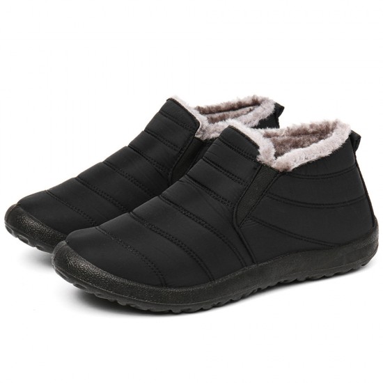 Men Waterproof Fabric Plush Lining Slip On Casual Ankle Boots Men Waterproof Fabric Plush Lining Slip On Casual Ankle Boots