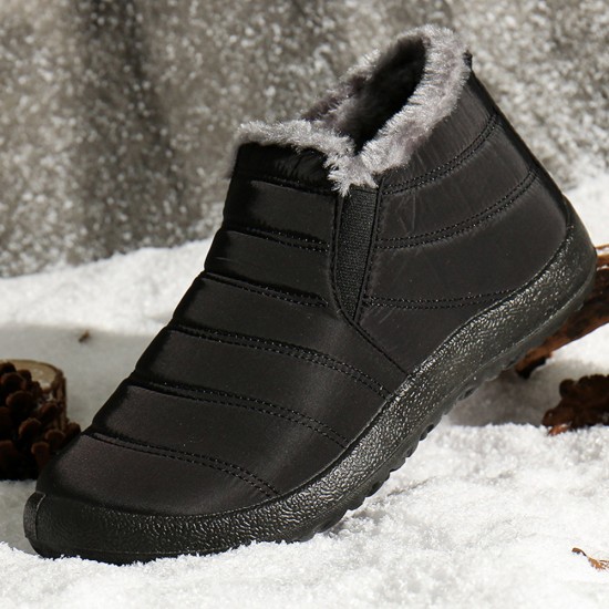 Men Waterproof Fabric Plush Lining Slip On Casual Ankle Boots Men Waterproof Fabric Plush Lining Slip On Casual Ankle Boots