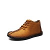 Menico Men Hand Stitching Leather Non-slip Soft Sole Warm Casual Boots