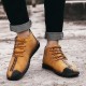 Menico Men Hand Stitching Leather Non-slip Soft Sole Warm Casual Boots Menico Men Hand Stitching Leather Non-slip Soft Sole Warm Casual Boots