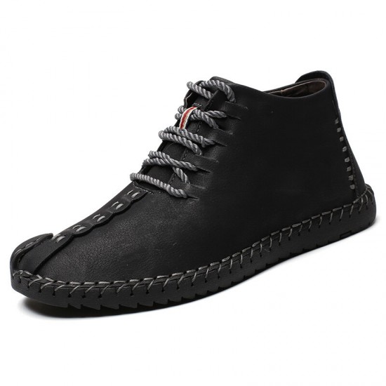 Menico Men Hand Stitching Leather Non-slip Soft Sole Warm Casual Boots Menico Men Hand Stitching Leather Non-slip Soft Sole Warm Casual Boots