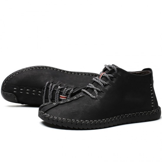 Menico Men Hand Stitching Leather Non-slip Soft Sole Warm Casual Boots Menico Men Hand Stitching Leather Non-slip Soft Sole Warm Casual Boots