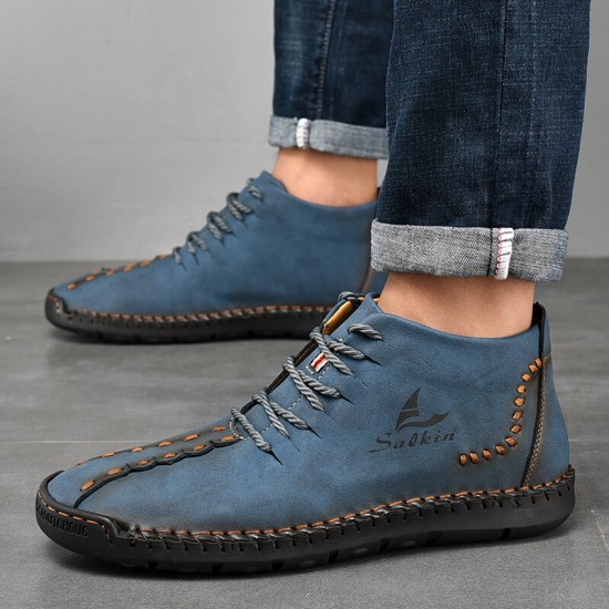 Menico Men Microfiber Leather Hand Stitching Non Slip Casual Ankle Boots Menico Men Microfiber Leather Hand Stitching Non Slip Casual Ankle Boots
