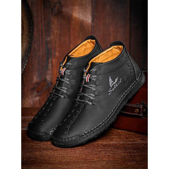 Menico Men Microfiber Leather Hand Stitching Non Slip Casual Ankle Boots Menico Men Microfiber Leather Hand Stitching Non Slip Casual Ankle Boots