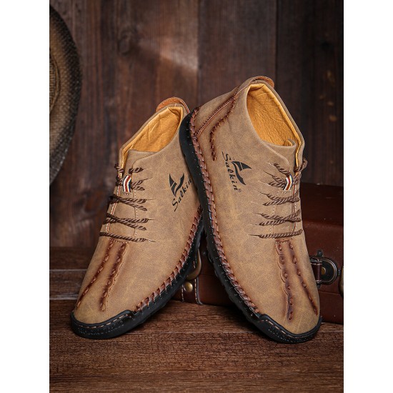 Menico Men Microfiber Leather Hand Stitching Non Slip Casual Ankle Boots Menico Men Microfiber Leather Hand Stitching Non Slip Casual Ankle Boots