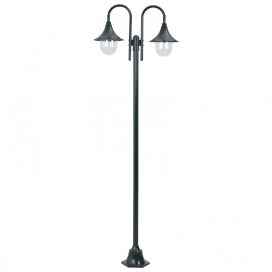Garden Post Light E27 220 cm Aluminium 2-Lantern Dark Green Garden Post Light E27 220 cm Aluminium 2-Lantern Dark Green