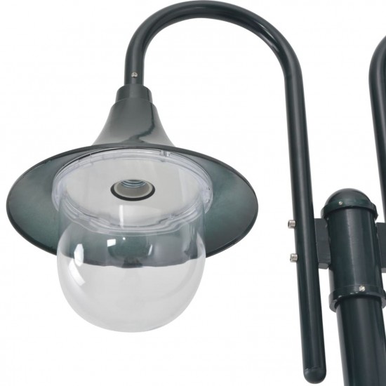 Garden Post Light E27 220 cm Aluminium 2-Lantern Dark Green Garden Post Light E27 220 cm Aluminium 2-Lantern Dark Green