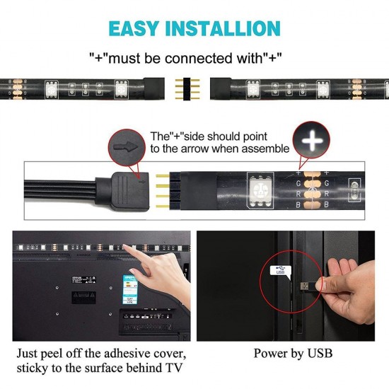4 * 50cm USB LED Strip Lights Kit Flexible Strip Lights with Mini Remote Control Home LED Tape Strip for TV Computer Backlight 4 * 50cm USB LED Strip Lights Kit Flexible Strip Lights with Mini Remote Control Home LED Tape Strip for TV Computer Backlight