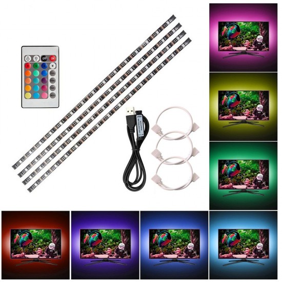 4 * 50cm USB LED Strip Lights Kit Flexible Strip Lights with Mini Remote Control Home LED Tape Strip for TV Computer Backlight 4 * 50cm USB LED Strip Lights Kit Flexible Strip Lights with Mini Remote Control Home LED Tape Strip for TV Computer Backlight
