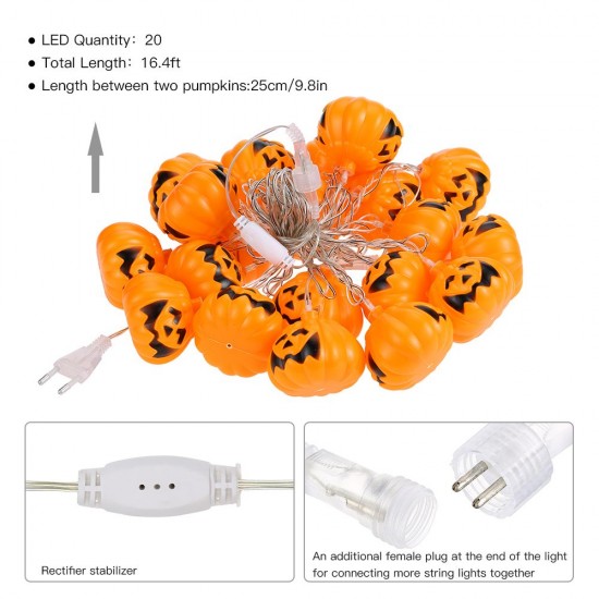 20LEDs 16.4ft Pumpkin String Light Lamp for Halloween Christmas Party Festival Decoration 20LEDs 16.4ft Pumpkin String Light Lamp for Halloween Christmas Party Festival Decoration