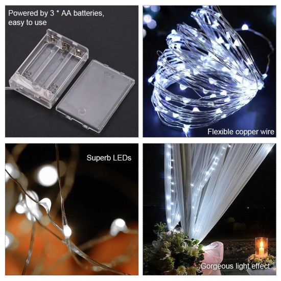 4.5V 6W 10 Meters 100 LED Fairy String Light Battery Powered Operated IP65 Water Resistance Twistable Bendable Flexible White for Christmas Xmas Festival Holiday Home Party Theme Restaurant Pub Club Bar Decoration Gift Present 4.5V 6W 10 Meters 100 LED Fairy String Light Battery Powered Operated IP65 Water Resistance Twistable Bendable Flexible White for Christmas Xmas Festival Holiday Home Party Theme Restaurant Pub Club Bar Decoration Gift Present