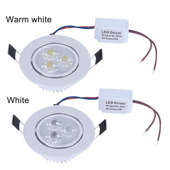 9W LED Downlight Ceiling Lamp Spot Light Recessed AC85-265V Lamp + LED Driver for Home Illumination (Warm white) 9W LED Downlight Ceiling Lamp Spot Light Recessed AC85-265V Lamp + LED Driver for Home Illumination (Warm white)