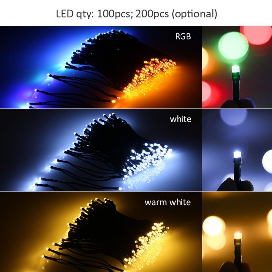 Solar Powered String Light 100/200 LEDs 2 Lighting Modes Christmas Lights IP65 Water-resistant Outdoor Hanging Fairy Lighting for Holiday Party Living Room Garden Patio Solar Powered String Light 100/200 LEDs 2 Lighting Modes Christmas Lights IP65 Water-resistant Outdoor Hanging Fairy Lighting for Holiday Party Living Room Garden Patio