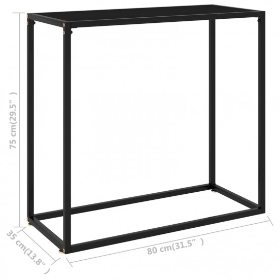 Console Table Black 80x35x75 cm Tempered Glass Console Table Black 80x35x75 cm Tempered Glass