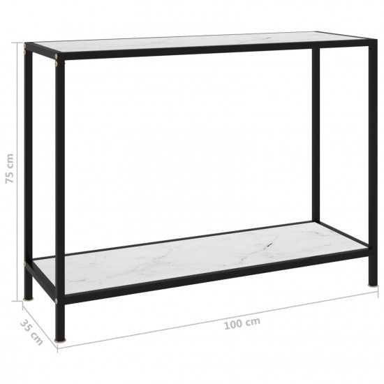 Console Table White 100x35x75 cm Tempered Glass Console Table White 100x35x75 cm Tempered Glass