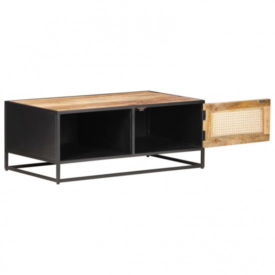 Coffee Table 90x50x35 cm Rough Mango Wood and Natural Cane Coffee Table 90x50x35 cm Rough Mango Wood and Natural Cane