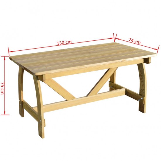 Garden Table 150x74x75 cm Impregnated Pinewood Garden Table 150x74x75 cm Impregnated Pinewood