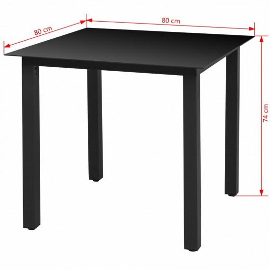 Garden Table Black 80x80x74 cm Aluminium and Glass Garden Table Black 80x80x74 cm Aluminium and Glass