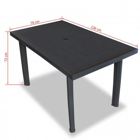 Garden Table Anthracite 126x76x72 cm Plastic Garden Table Anthracite 126x76x72 cm Plastic