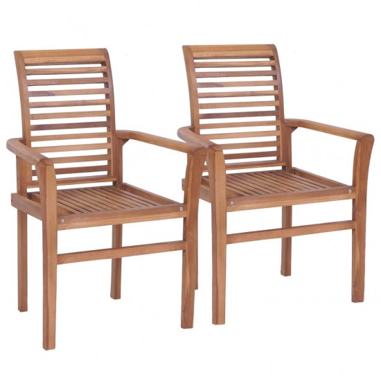 Stacking Dining Chairs 2 pcs Solid Teak Stacking Dining Chairs 2 pcs Solid Teak