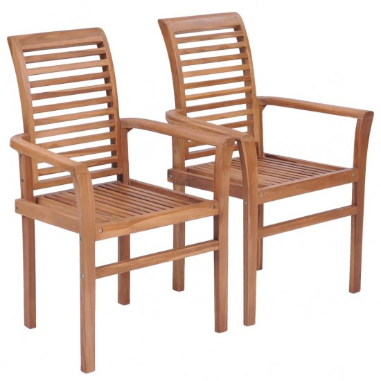 Stacking Dining Chairs 2 pcs Solid Teak Stacking Dining Chairs 2 pcs Solid Teak