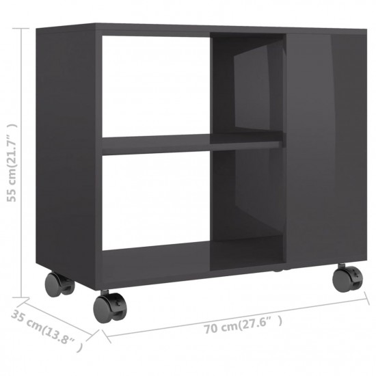 Side Table High Gloss Grey 70x35x55 cm Engineered Wood Side Table High Gloss Grey 70x35x55 cm Engineered Wood