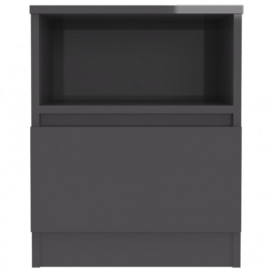Bed Cabinet High Gloss Grey 40x40x50 cm Chipboard Bed Cabinet High Gloss Grey 40x40x50 cm Chipboard