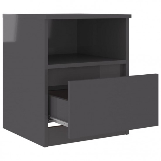 Bed Cabinet High Gloss Grey 40x40x50 cm Chipboard Bed Cabinet High Gloss Grey 40x40x50 cm Chipboard