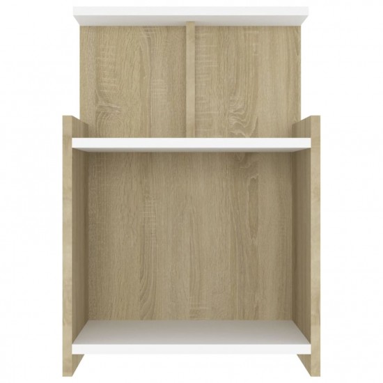Bed Cabinet White and Sonoma Oak 40x35x60 cm Chipboard Bed Cabinet White and Sonoma Oak 40x35x60 cm Chipboard
