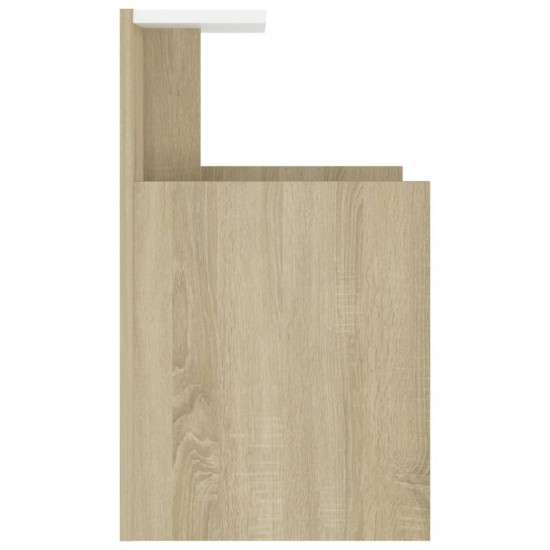 Bed Cabinet White and Sonoma Oak 40x35x60 cm Chipboard Bed Cabinet White and Sonoma Oak 40x35x60 cm Chipboard
