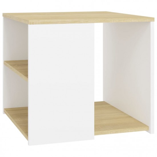 Side Table Sonoma Oak and White 50x50x45 cm Chipboard Side Table Sonoma Oak and White 50x50x45 cm Chipboard