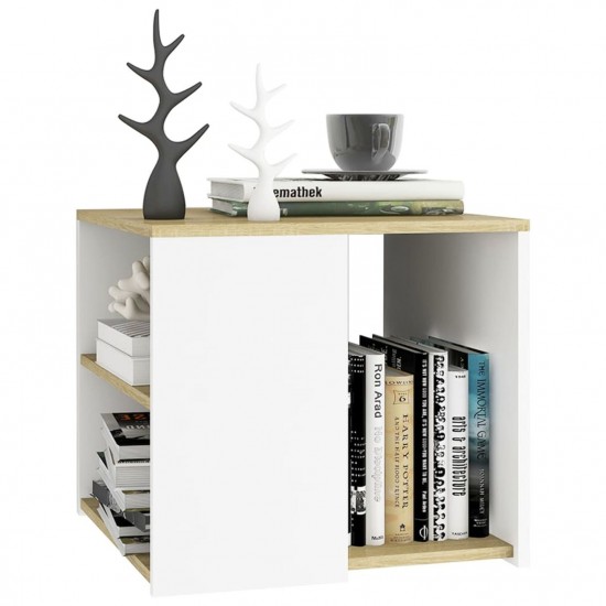 Side Table Sonoma Oak and White 50x50x45 cm Chipboard Side Table Sonoma Oak and White 50x50x45 cm Chipboard