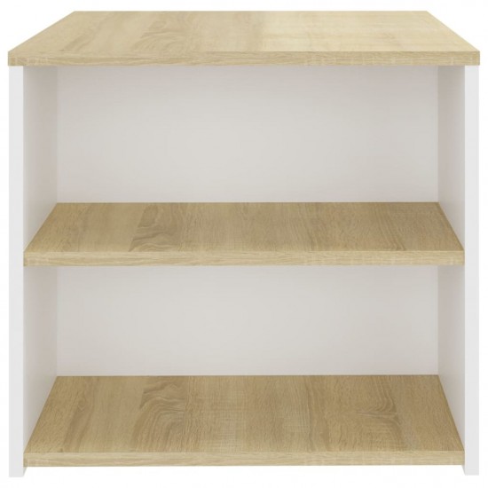 Side Table Sonoma Oak and White 50x50x45 cm Chipboard Side Table Sonoma Oak and White 50x50x45 cm Chipboard