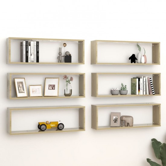 Wall Cube Shelves 6 pcs Sonoma Oak 80x15x26.5 cm Chipboard Wall Cube Shelves 6 pcs Sonoma Oak 80x15x26.5 cm Chipboard