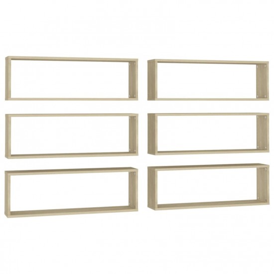 Wall Cube Shelves 6 pcs Sonoma Oak 80x15x26.5 cm Chipboard Wall Cube Shelves 6 pcs Sonoma Oak 80x15x26.5 cm Chipboard
