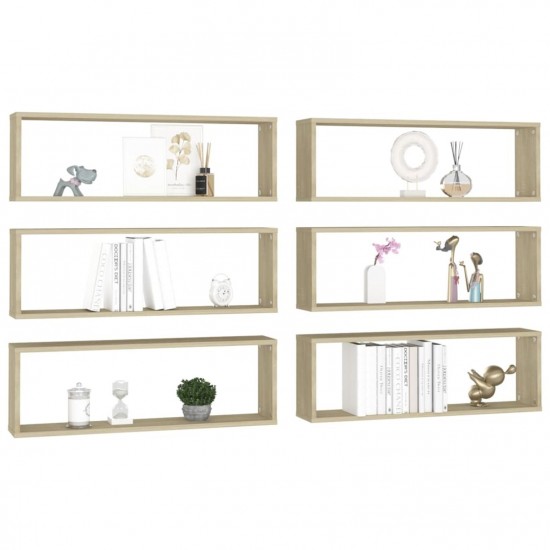 Wall Cube Shelves 6 pcs Sonoma Oak 80x15x26.5 cm Chipboard Wall Cube Shelves 6 pcs Sonoma Oak 80x15x26.5 cm Chipboard