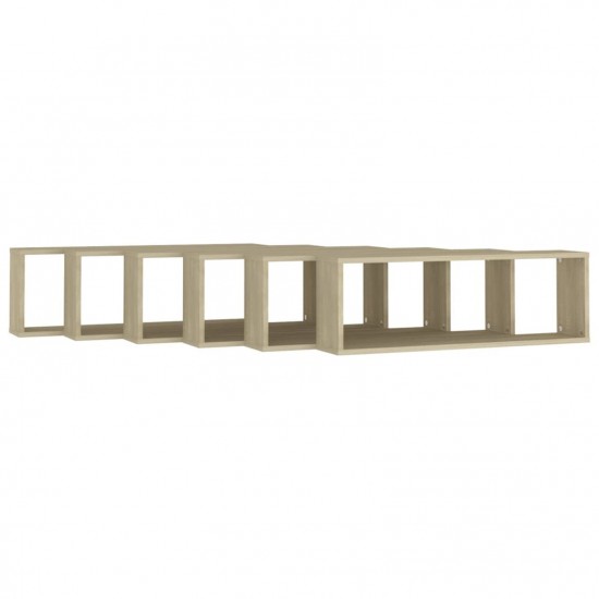 Wall Cube Shelves 6 pcs Sonoma Oak 80x15x26.5 cm Chipboard Wall Cube Shelves 6 pcs Sonoma Oak 80x15x26.5 cm Chipboard