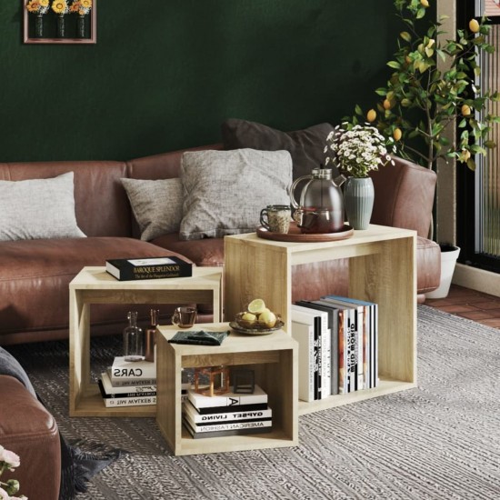 Nesting Tables 3 pcs Sonoma Oak Chipboard Nesting Tables 3 pcs Sonoma Oak Chipboard